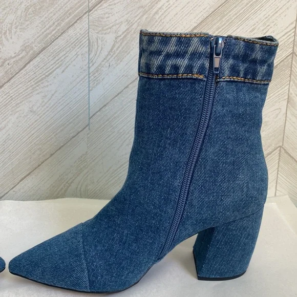 NEW Jeffrey Campbell Finite denim block heel booties 6 - Picture 9 of 14
